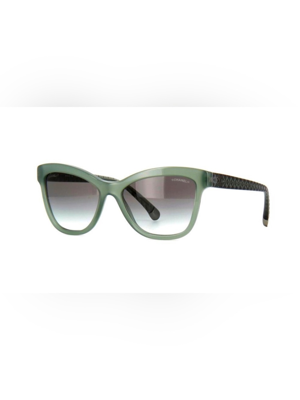 CHANEL Soft Green Cat-Eye Sunglasses with Green Gradient Lenses - Picture 1 of 11